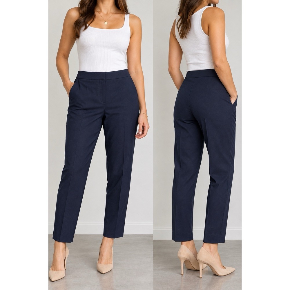 Reiss Navy Blue Tailored Slim Leg Trousers Pants Size US 6 UK 10